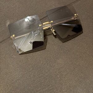 Square Black Sunglasses with Gold Accents